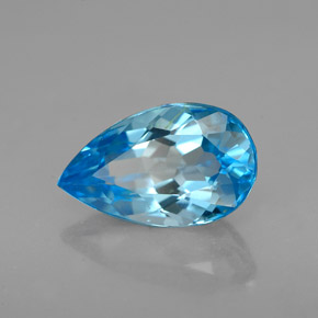 Topázio azul natural 2,40ct, formato de pêra, VVS-VS