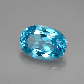Topázio azul natural 2,17ct, corte oval, VVS-VS