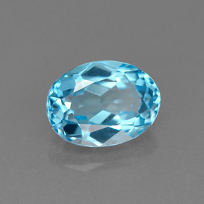 Topázio azul natural 1,84ct, corte oval, VVS-VS