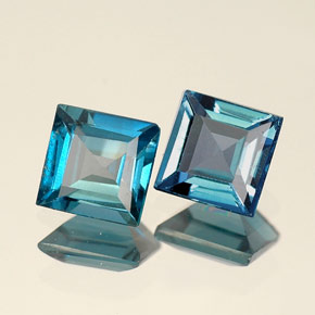 Pedras preciosas de topázio azul natural de  ct, quadrado, VVS-VS