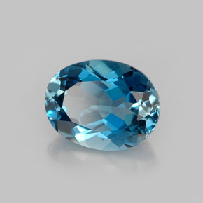 Topázio azul natural 1,61ct, corte oval, VVS