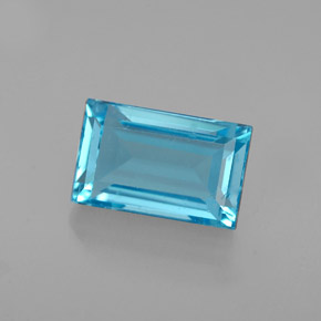 Topázio azul natural 2,47ct, baguete, VS