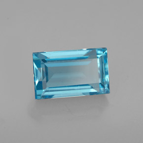 Topázio azul natural 2,47ct, baguete, VS