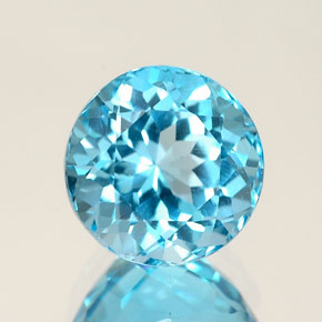 Topázio azul natural 2,73ct, corte redondo, IF