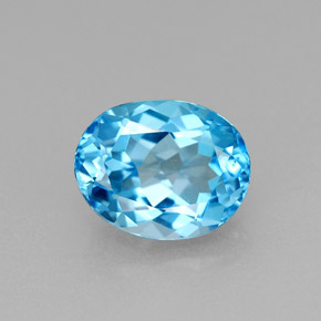 Topázio azul natural 2,48ct, corte oval, VVS