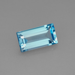 Topázio azul natural 1,93ct, baguete, VS