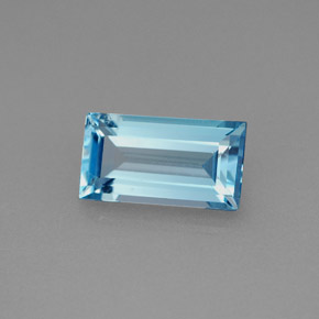 Topázio azul natural 1,93ct, baguete, VS