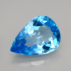 Topázio azul natural 9,79ct, formato de pêra, VVS