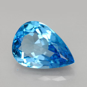 Topázio azul natural 9,79ct, formato de pêra, VVS