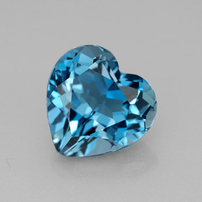 Topázio azul natural 4,23ct, formato de coração, VVS