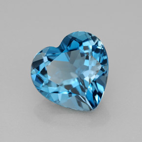 Topázio azul natural 4,23ct, formato de coração, VVS