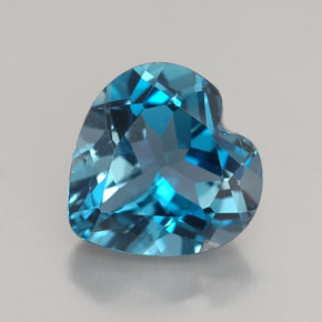 Topázio azul natural 4,01ct, formato de coração, VVS
