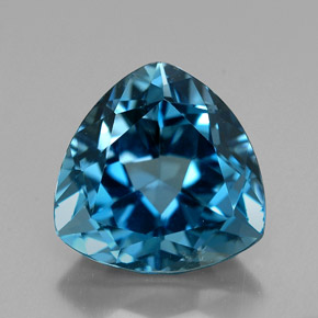 Topázio azul natural 6,98ct, trillion, VVS