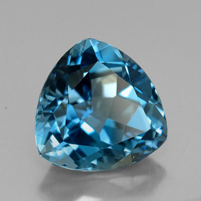 Topázio azul natural 6,98ct, trillion, VVS