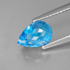 Topázio azul natural 2,23ct, briolete, VVS