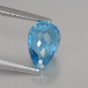 Topázio azul natural 2,25ct, briolete, VVS