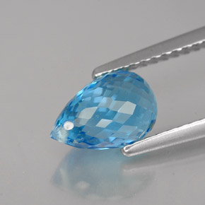 Topázio azul natural 2,25ct, briolete, VVS