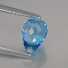 Topázio azul natural 2,10ct, briolete, VVS