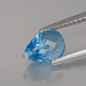 Topázio azul natural 2,10ct, briolete, VVS