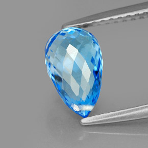 Topázio azul natural 2,33ct, briolete, VVS