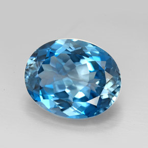 Topázio azul natural 9,64ct, corte oval, VVS