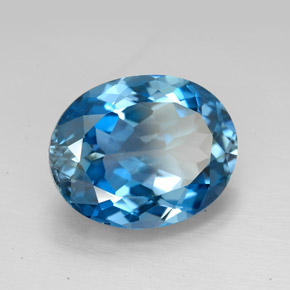 Topázio azul natural 9,64ct, corte oval, VVS