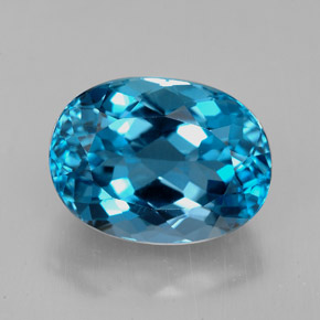Topázio azul natural 8,53ct, corte oval, VVS