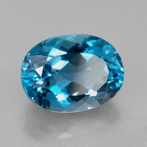 Topázio azul natural 8,53ct, corte oval, VVS