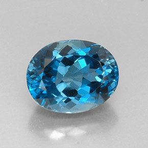 Topázio azul natural 7,83ct, corte oval, VVS-VS