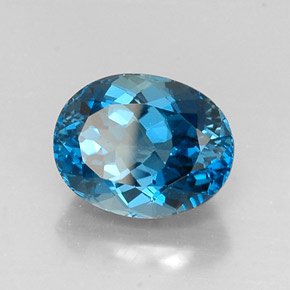 Topázio azul natural 7,83ct, corte oval, VVS-VS
