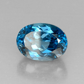 Topázio azul natural 7,33ct, corte oval, VVS-VS