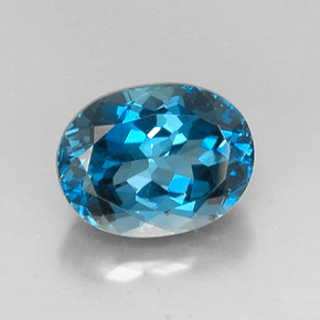 Topázio azul natural 7,16ct, corte oval, VVS
