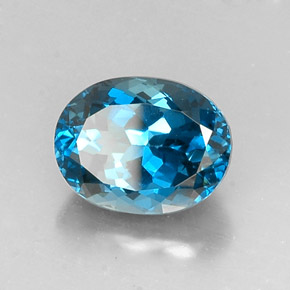 Topázio azul natural 7,16ct, corte oval, VVS