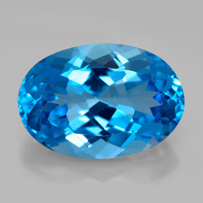 Topázio azul natural 12,38ct, corte oval, VVS