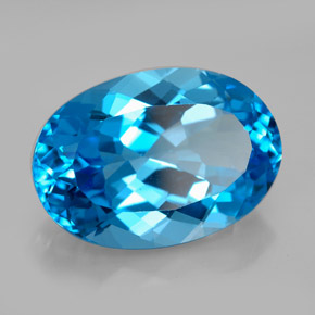 Topázio azul natural 12,38ct, corte oval, VVS