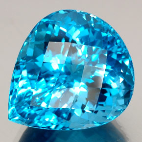 Topázio azul natural 34,57ct, formato de pêra, IF