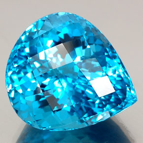 Topázio azul natural 34,57ct, formato de pêra, IF