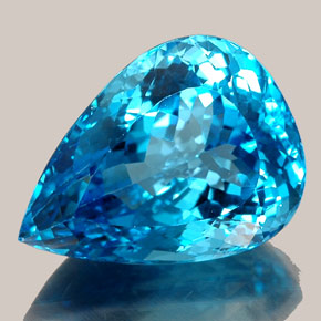 Topázio azul natural 36,61ct, formato de pêra, IF
