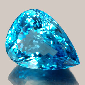 Topázio azul natural 36,61ct, formato de pêra, IF