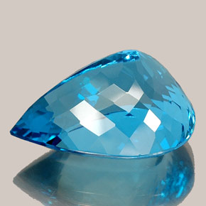 Topázio azul natural 36,61ct, formato de pêra, IF