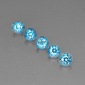 Pedras preciosas de topázio azul natural de  ct, corte redondo, VVS-VS