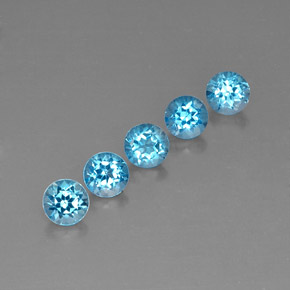 Pedras preciosas de topázio azul natural de  ct, corte redondo, VVS-VS