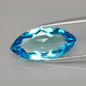 Topázio azul natural 6,79ct, marquise, VVS