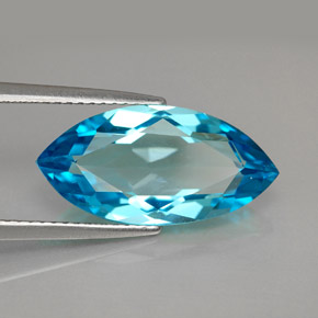 Topázio azul natural 6,79ct, marquise, VVS