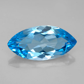 Topázio azul natural 6,60ct, marquise, IF