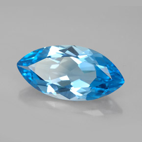 Topázio azul natural 6,60ct, marquise, IF