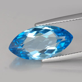 Topázio azul natural 7,01ct, marquise, VVS