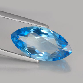 Topázio azul natural 7,01ct, marquise, VVS