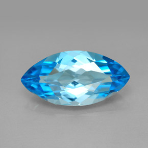 Topázio azul natural 6,54ct, marquise, VVS