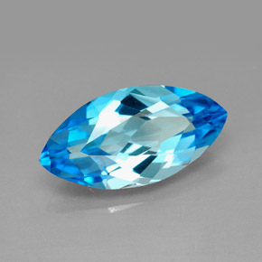 Topázio azul natural 6,54ct, marquise, VVS
